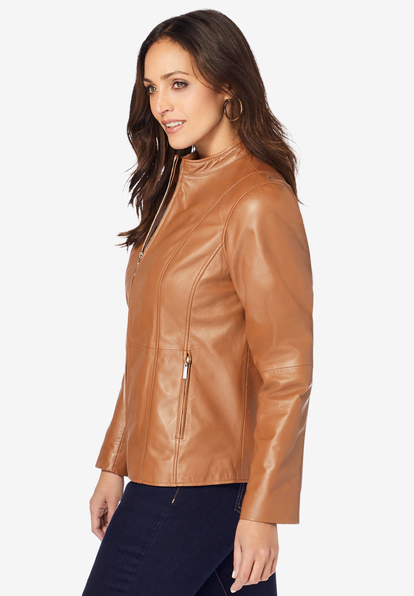 Zip Front Leather Jacket | Avenue