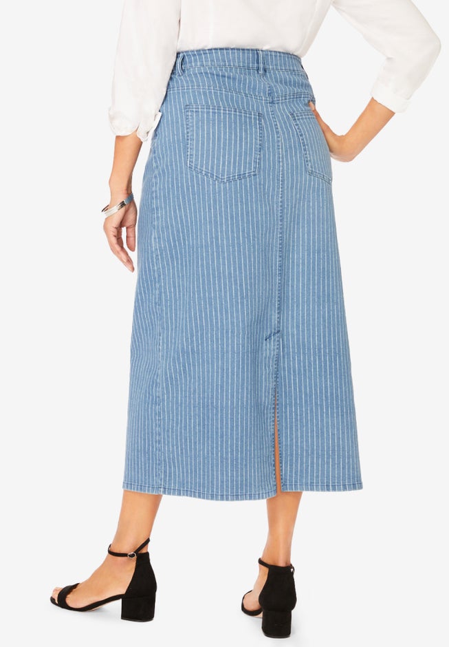 True Fit Stretch Denim Midi Skirt image number 1