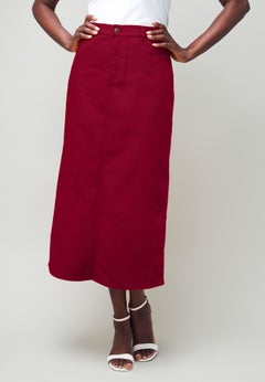 True Fit Stretch Denim Midi Skirt