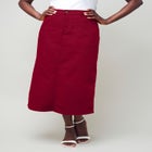 True Fit Stretch Denim Midi Skirt image number 0