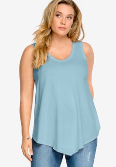 V-Neck Pointed Front A-Line Tank Top