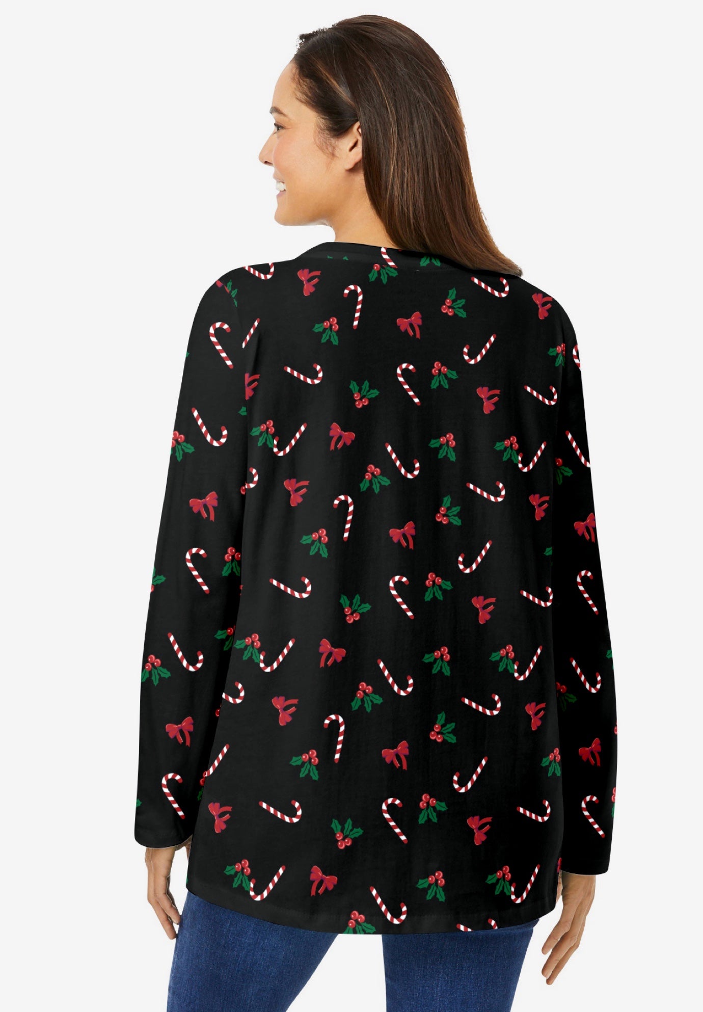 Perfect Printed Long-Sleeve Crewneck Tee image number 1