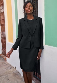 Stretch Crepe Single-Breasted Jacket Dress