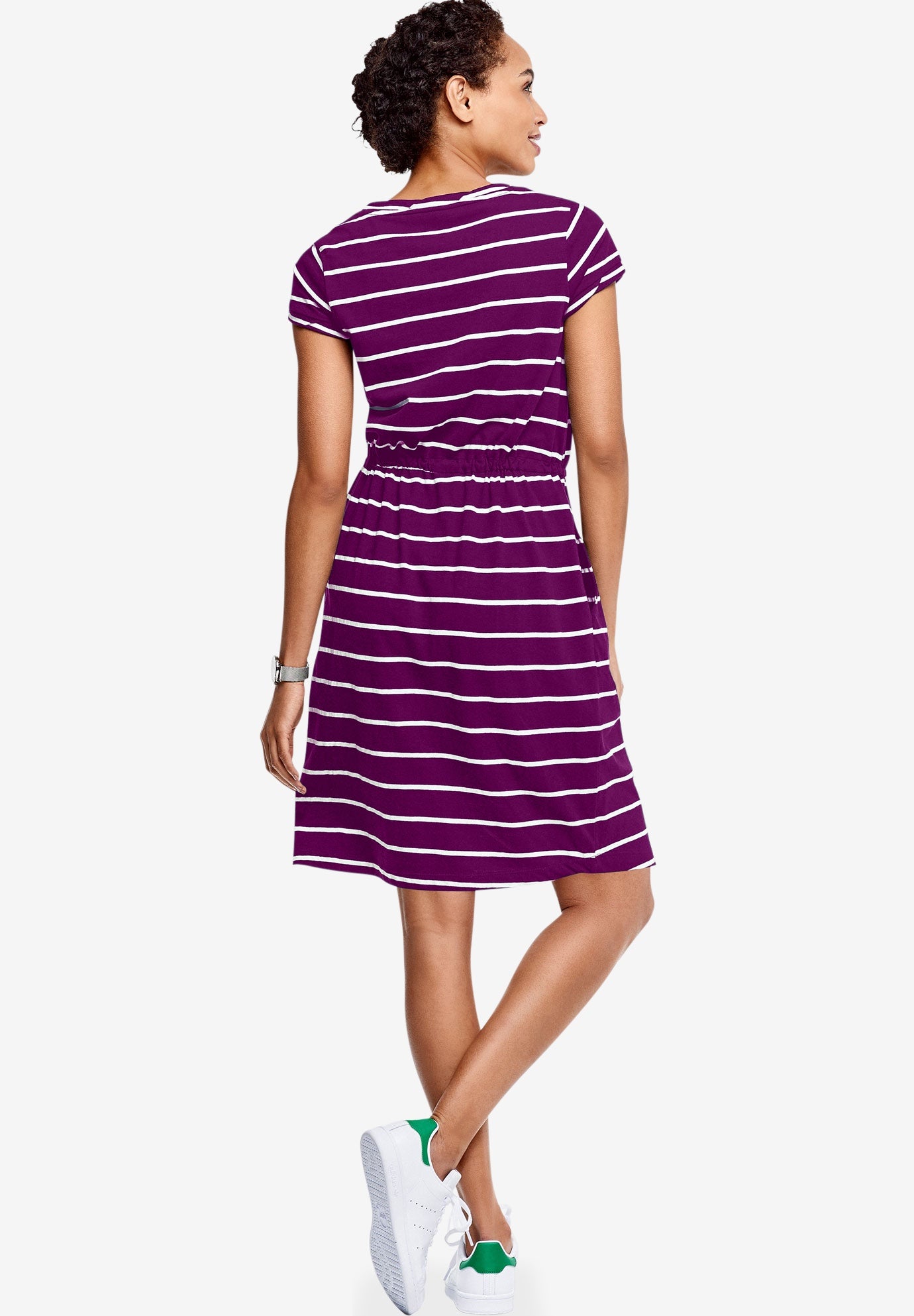 100% Cotton Cinched-Waist Drawstring Midi Dress image number 1