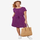 100% Cotton Cinched-Waist Drawstring Midi Dress image number 0