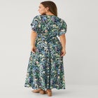 Stretch Knit Fit And Flare Elbow-Length Sleeve Tie-Back Maxi Dress image number null