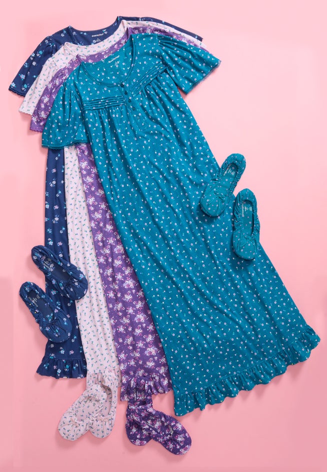 Long Floral Print Cotton Gown image number 7