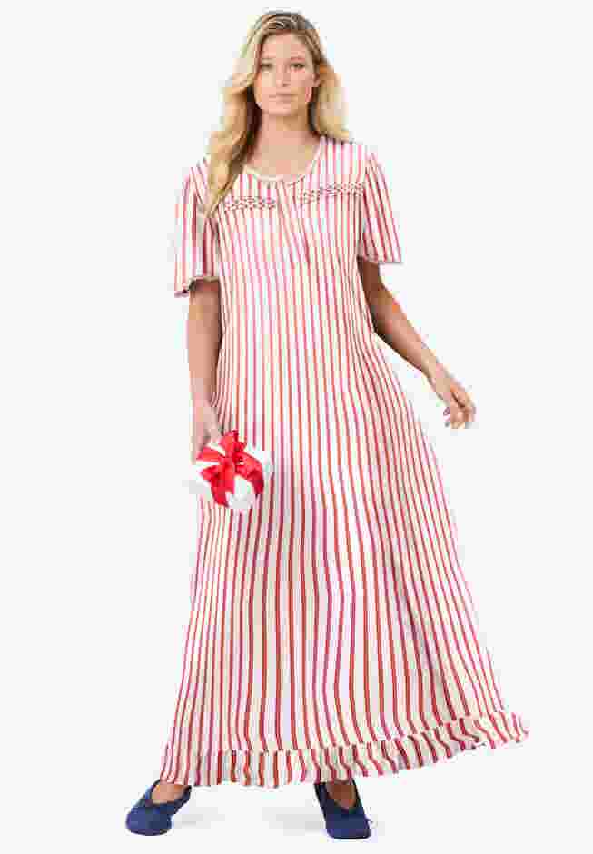 Long Floral Print Cotton Gown image number 1
