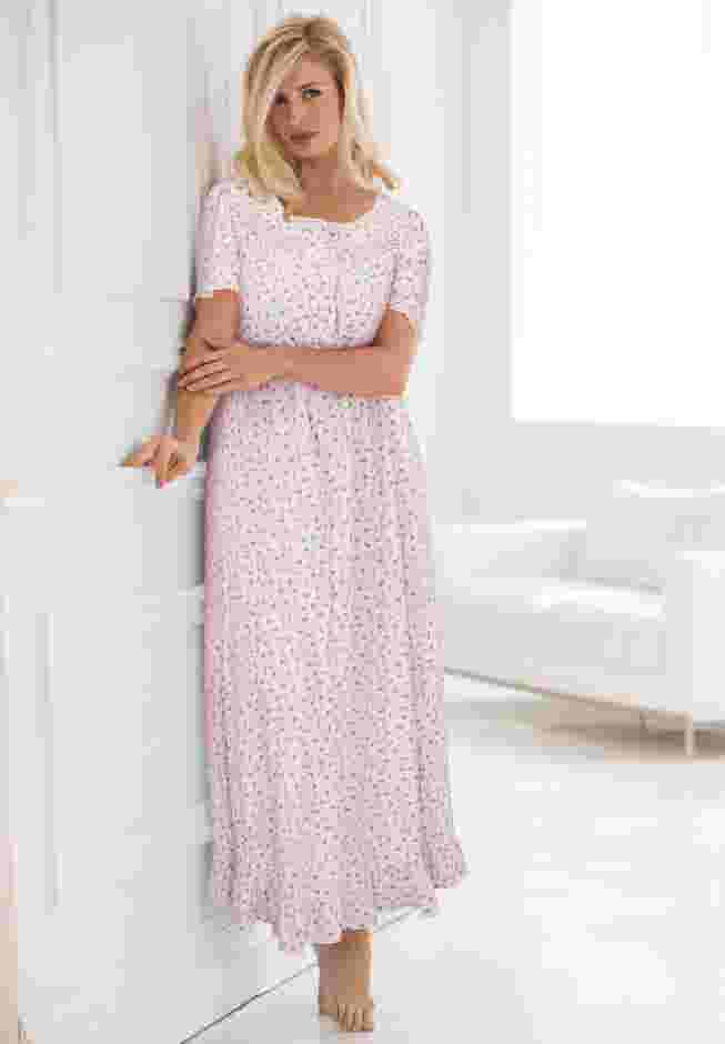 Long Floral Print Cotton Gown image number 3