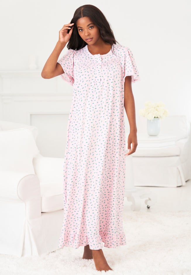 Long Floral Print Cotton Gown image number 7