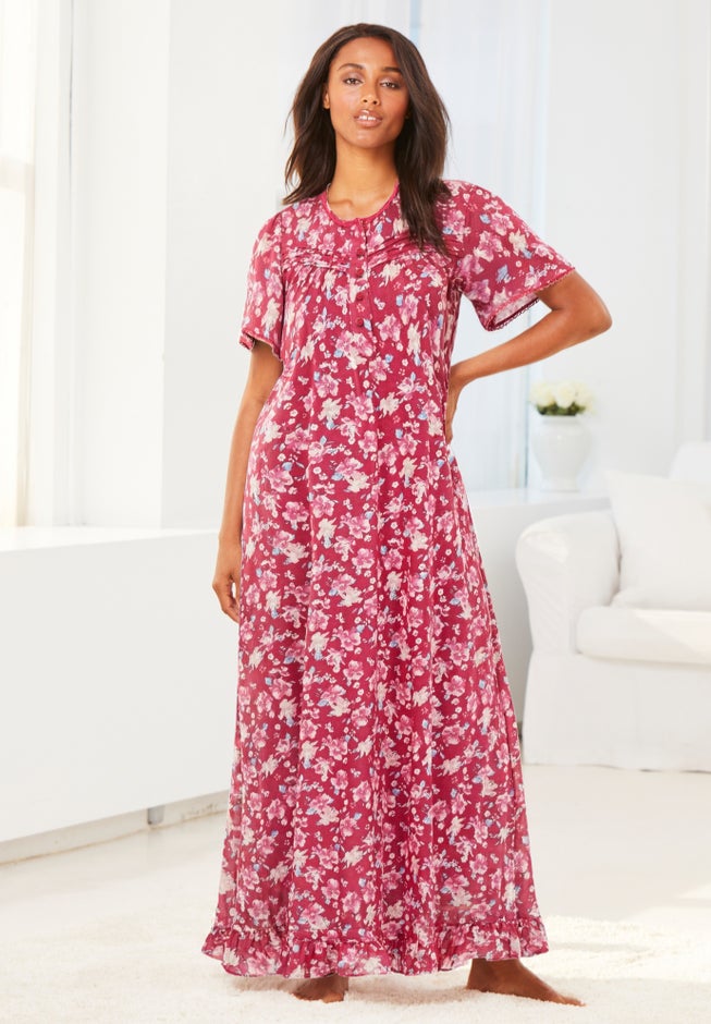 Long Floral Print Cotton Gown image number 4