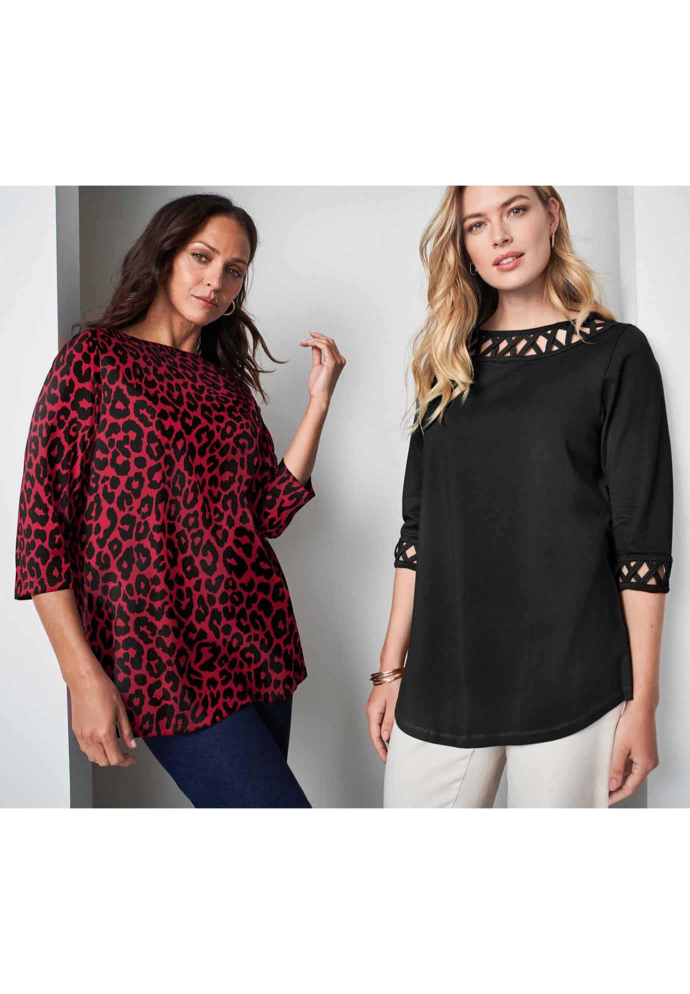 Stretch Cotton Lattice Boatneck Tunic image number 4