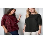 Stretch Cotton Lattice Boatneck Tunic image number null