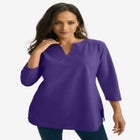 Stretch Cotton Notch Neck Tunic image number null