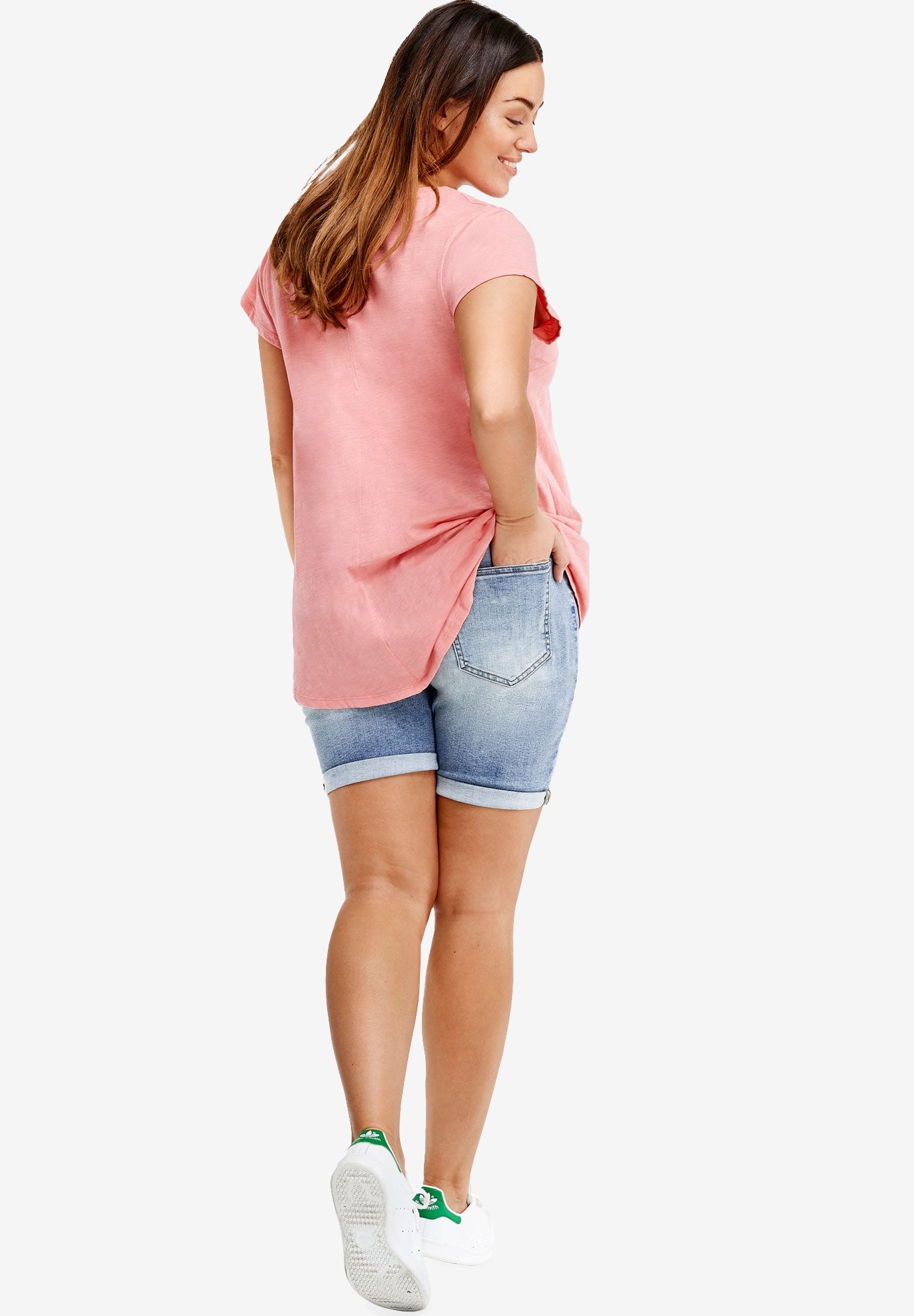 Stretch Denim Mid-rise Bermuda Shorts image number 1