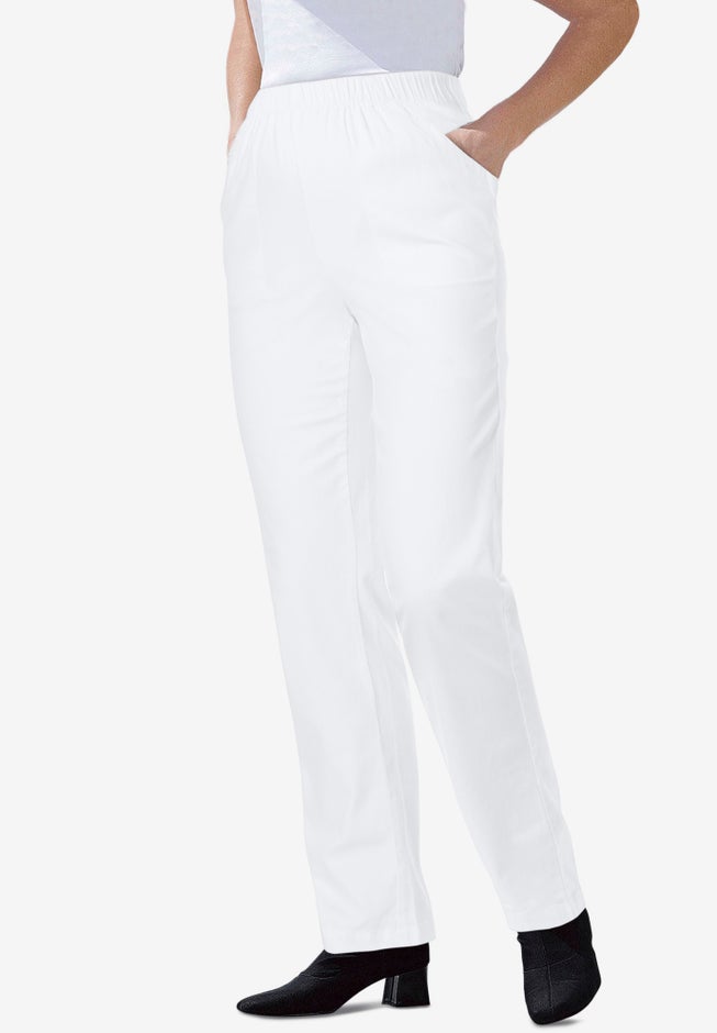 Straight Leg Fineline Pull-On Stretch Denim Jeans image number 2