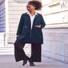 Stretch Crepe Zip Front A Line Back Pleat Coat image number null