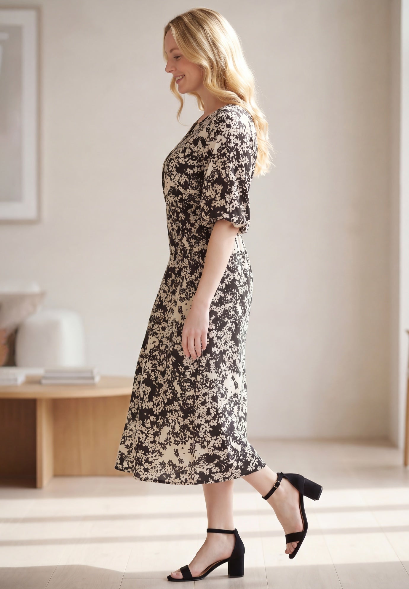 Satin Keyhole Empire Midi Dress image number 2