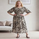 Satin Keyhole Empire Midi Dress image number 0