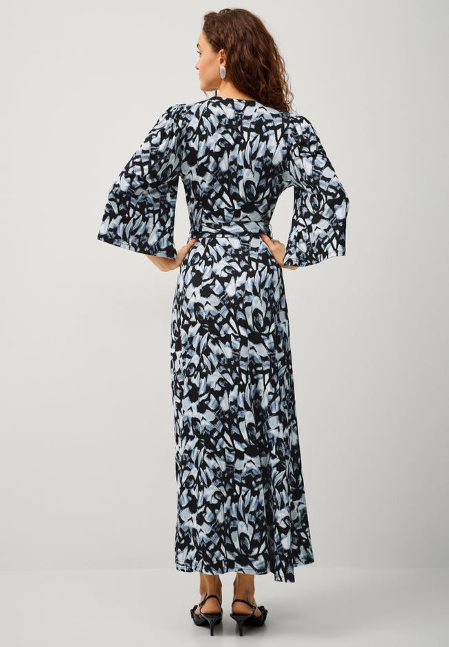Knit Surplice Tie-Waist Maxi Dress image number null