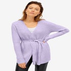 Tie Wrap Ribbed Cardigan image number null