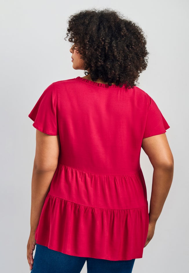 Lani Flutter Sleeve Tiered Top image number 2