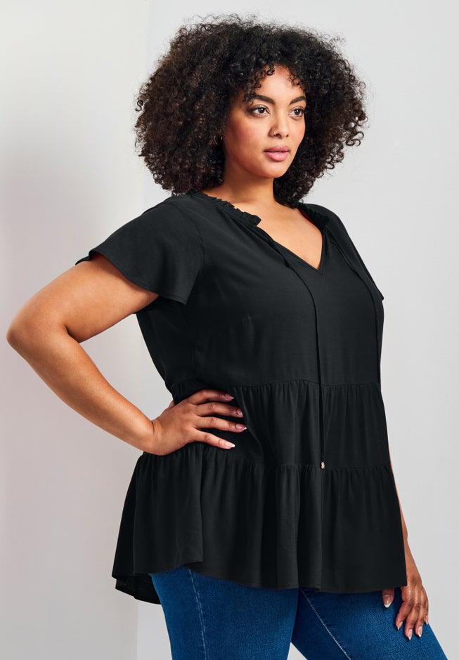 Lani Flutter Sleeve Tiered Top image number 1