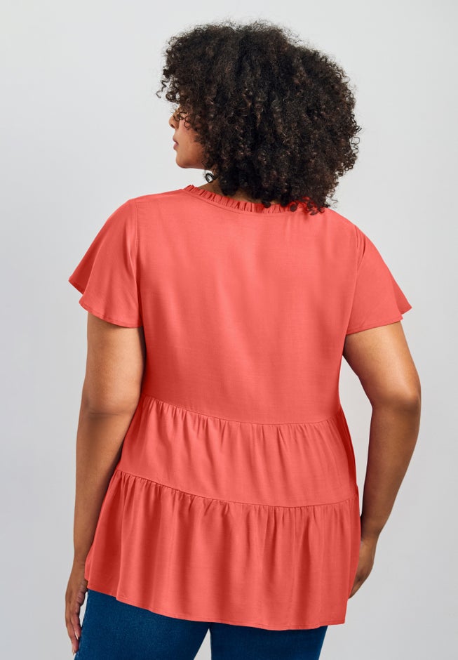 Lani Flutter Sleeve Tiered Top image number 2