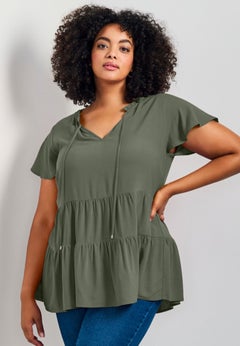 Lani Flutter Sleeve Tiered Top