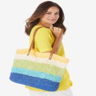 Color Block Straw Tote image number null