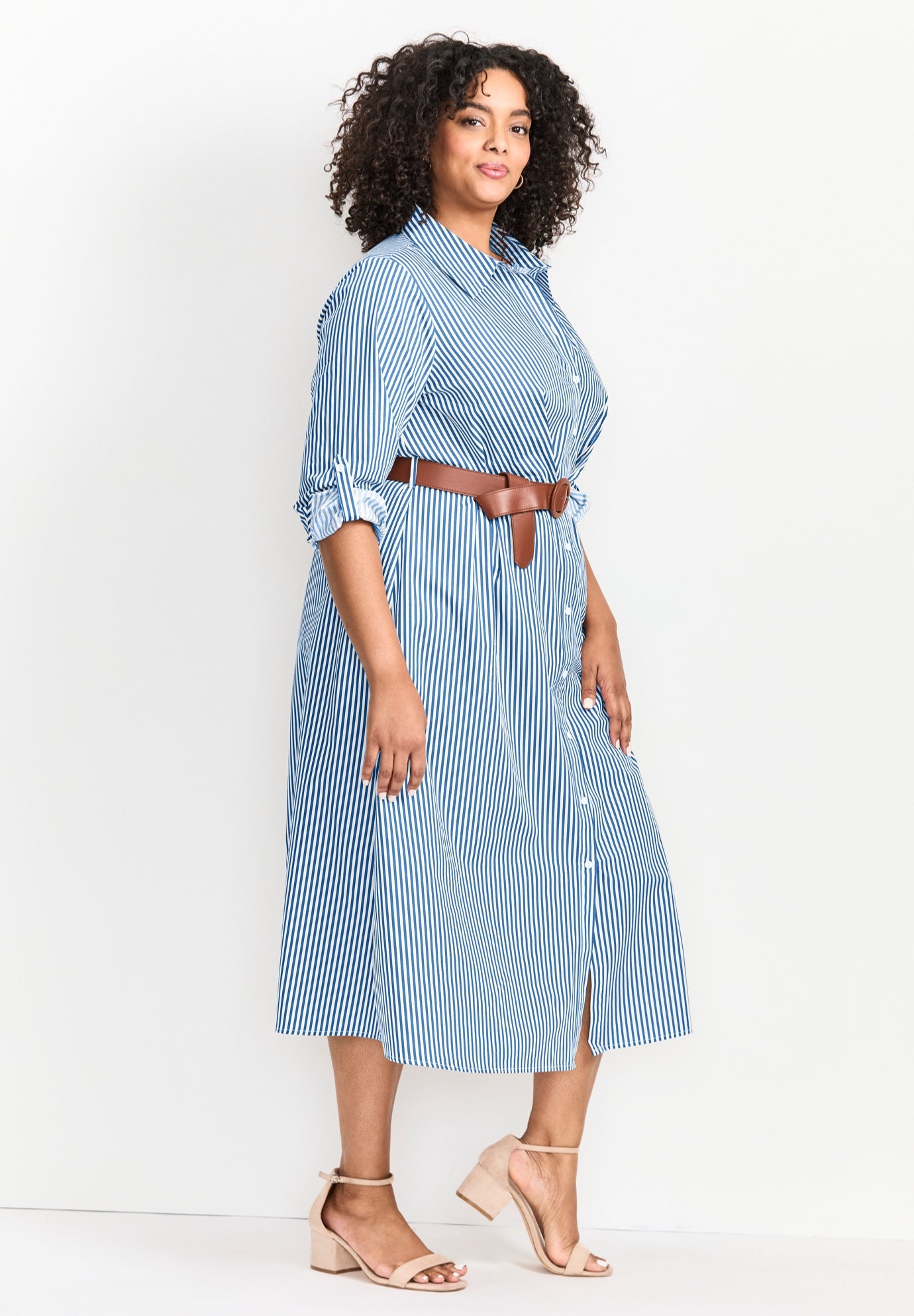 Leona Stripe Shirtdress With Belt image number 4