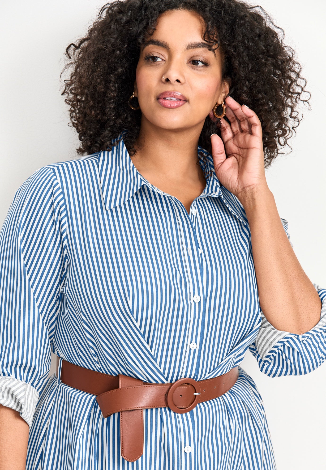 Leona Stripe Shirtdress With Belt image number 2