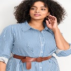 Leona Stripe Shirtdress With Belt image number null