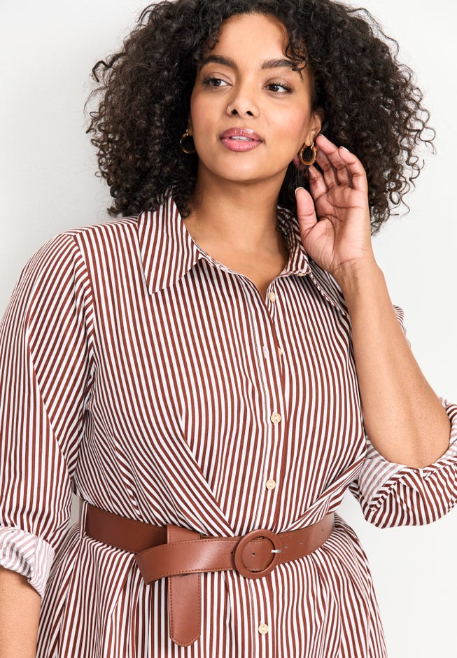 Leona Stripe Shirtdress With Belt image number 2