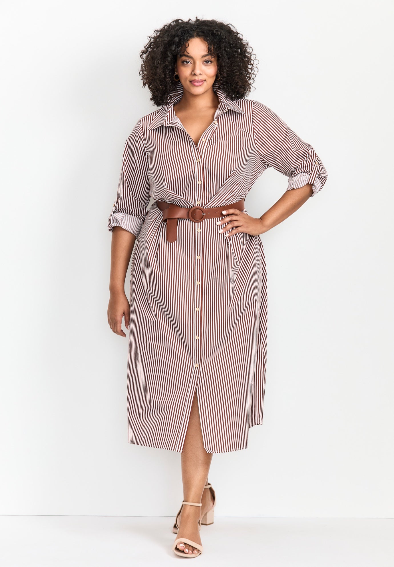 Leona Stripe Shirtdress With Belt image number 0
