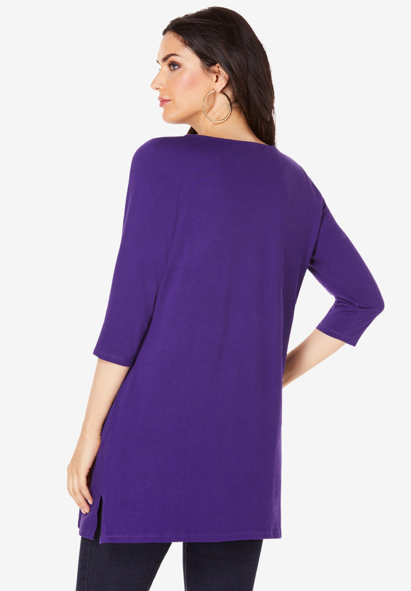 Plus Size Cotton Ultimate Boatneck Tunic with Side Slits image number 2