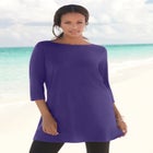 Plus Size Cotton Ultimate Boatneck Tunic with Side Slits image number null
