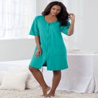 Short French Terry Zip-Front Robe image number null