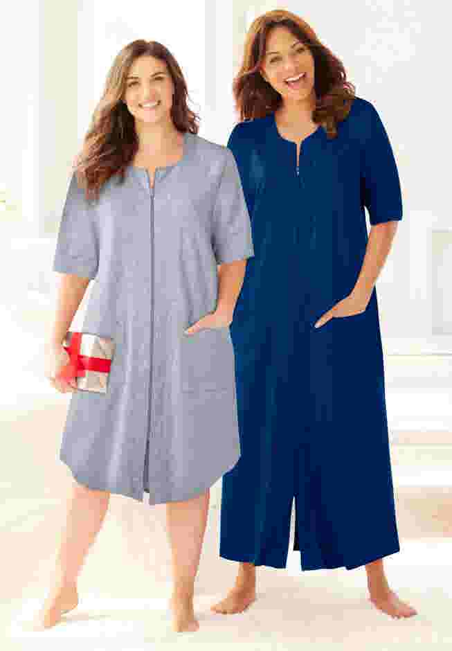 Long French Terry Zip-Front Robe image number 7