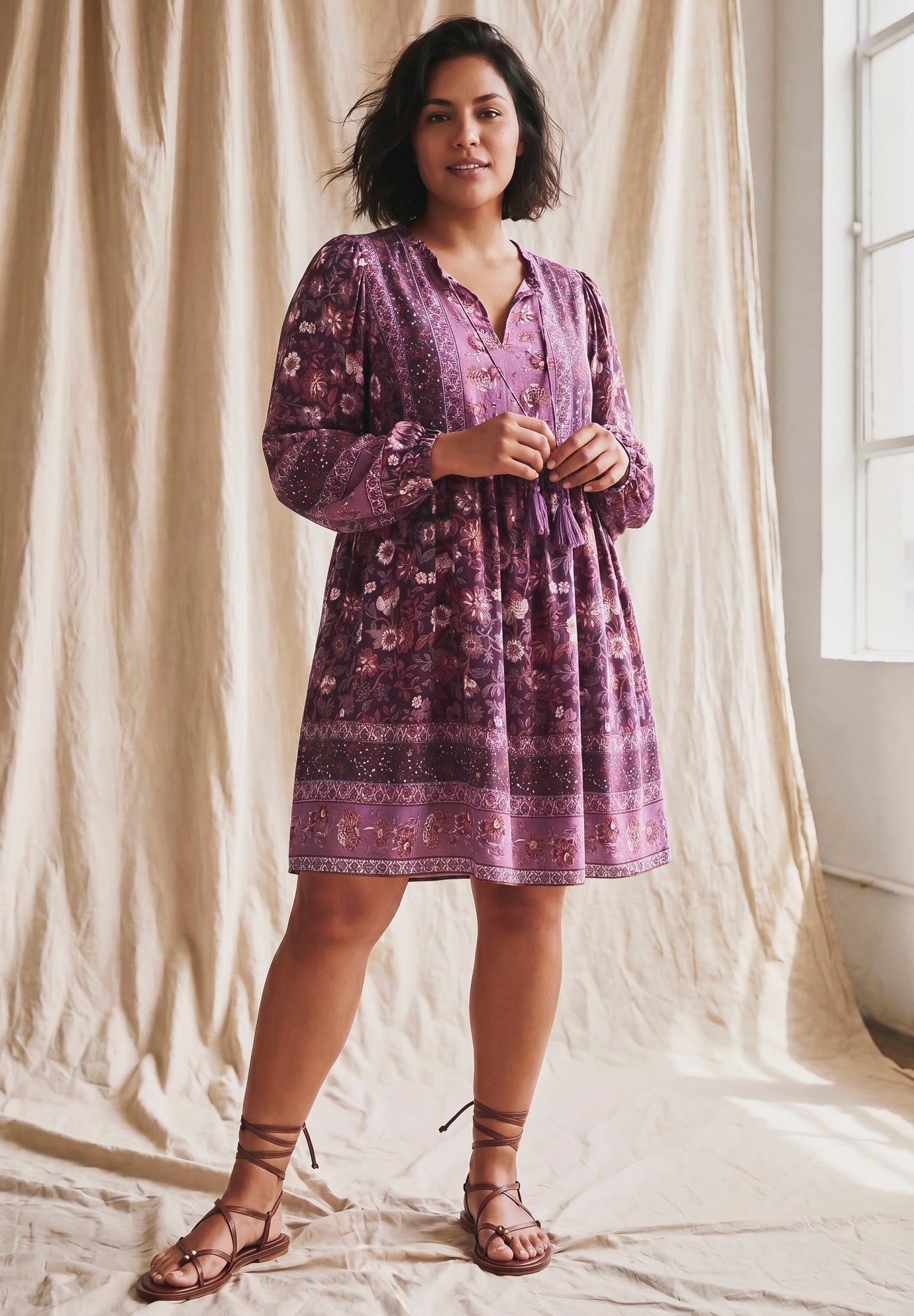 Livvy Boho Border Print Mini Dress image number 1