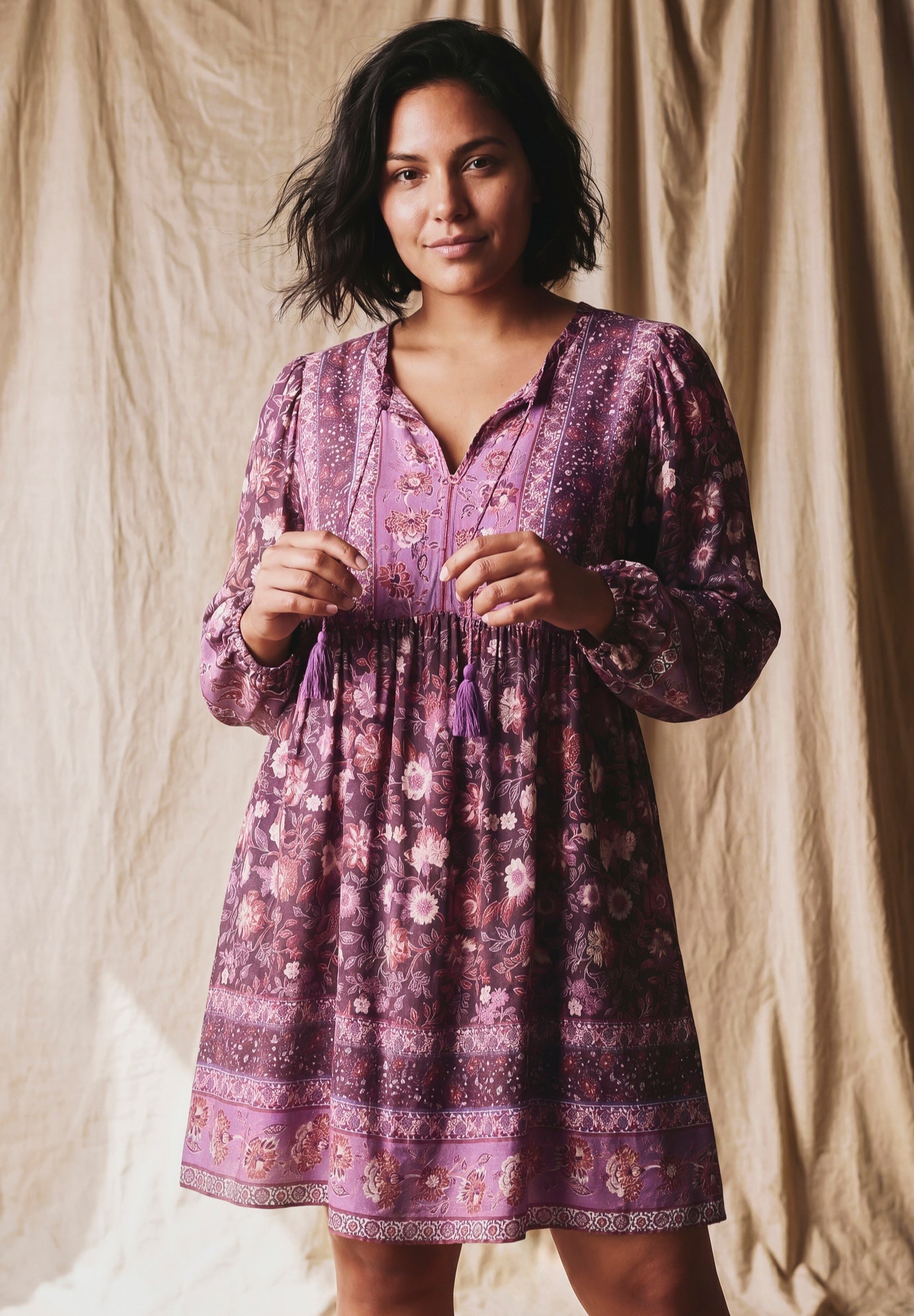 Livvy Boho Border Print Mini Dress image number 1