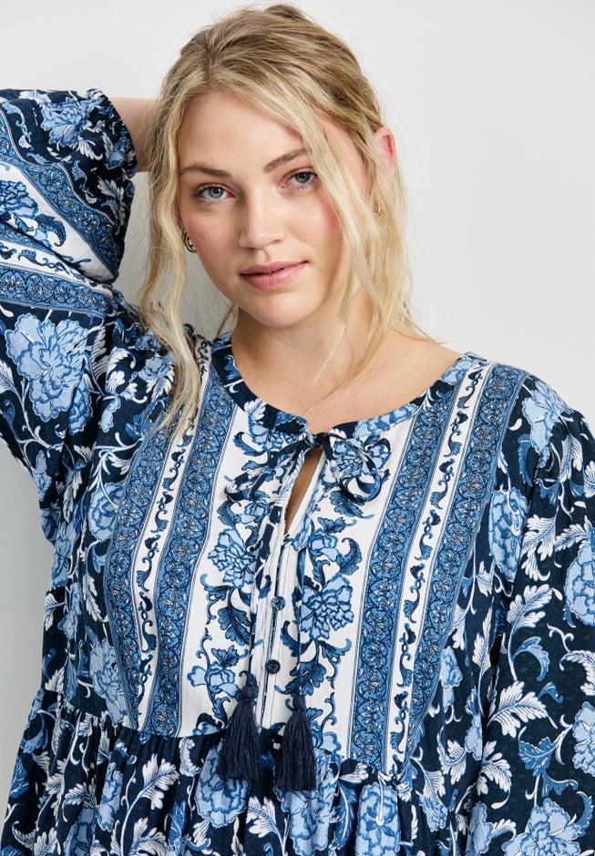 Livvy Boho Border Print Mini Dress image number 1