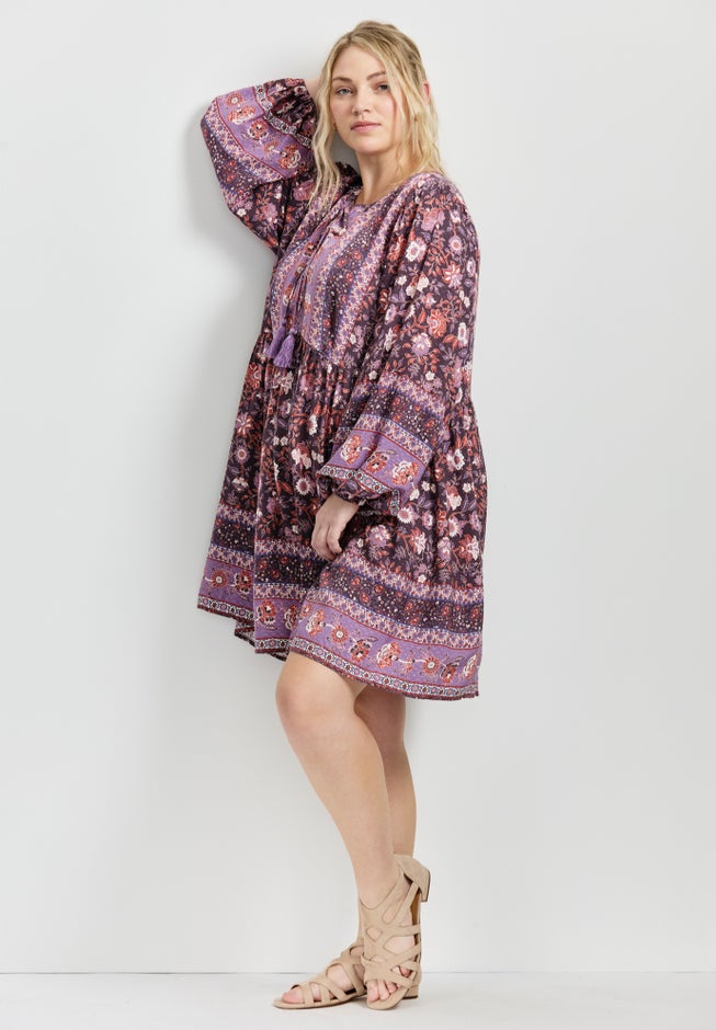 Livvy Boho Border Print Mini Dress image number 3