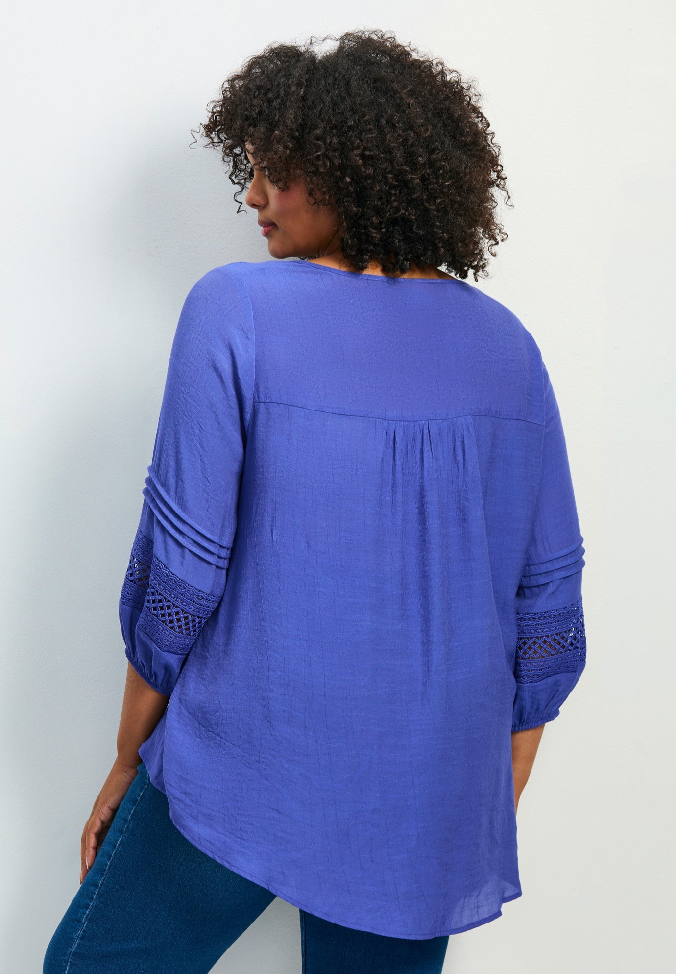 Pintuck Lace Peasant Top image number 2