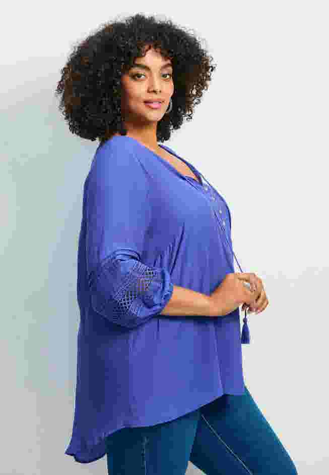 Pintuck Lace Peasant Top image number 3