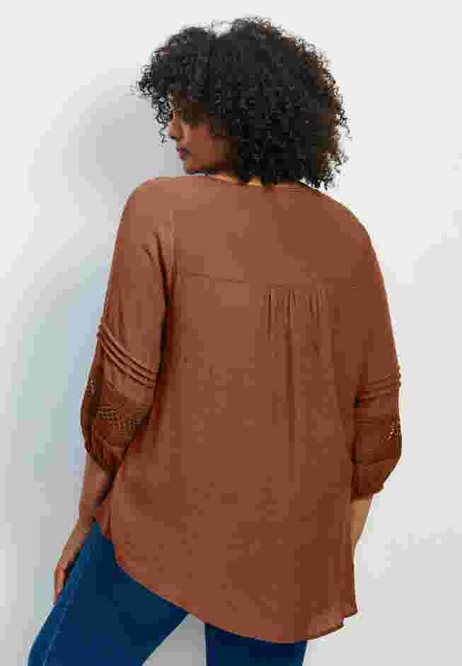 Pintuck Lace Peasant Top image number 1