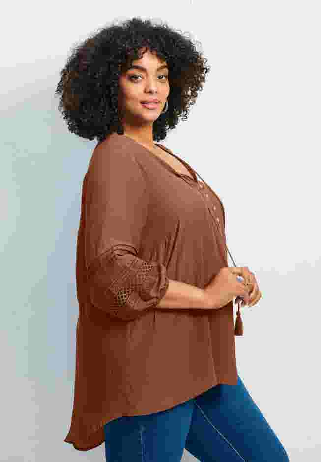 Pintuck Lace Peasant Top image number 2