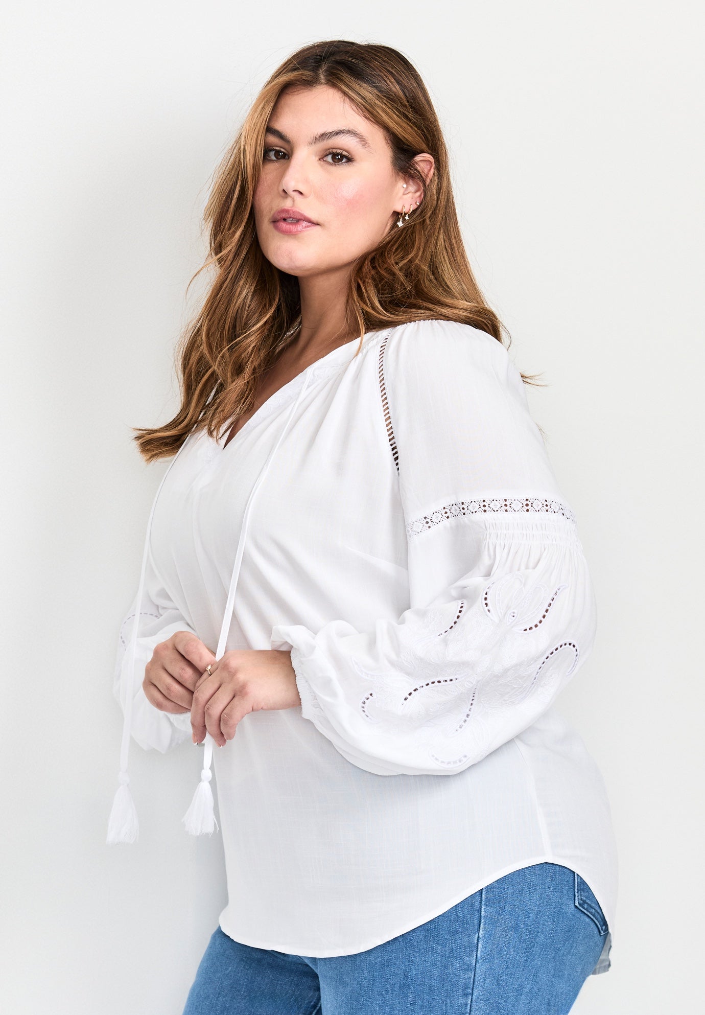 Embroidered Peasant Blouse image number 1