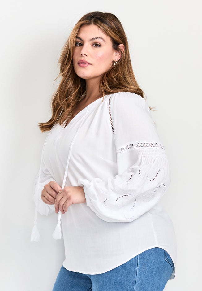 Embroidered Peasant Blouse image number 1