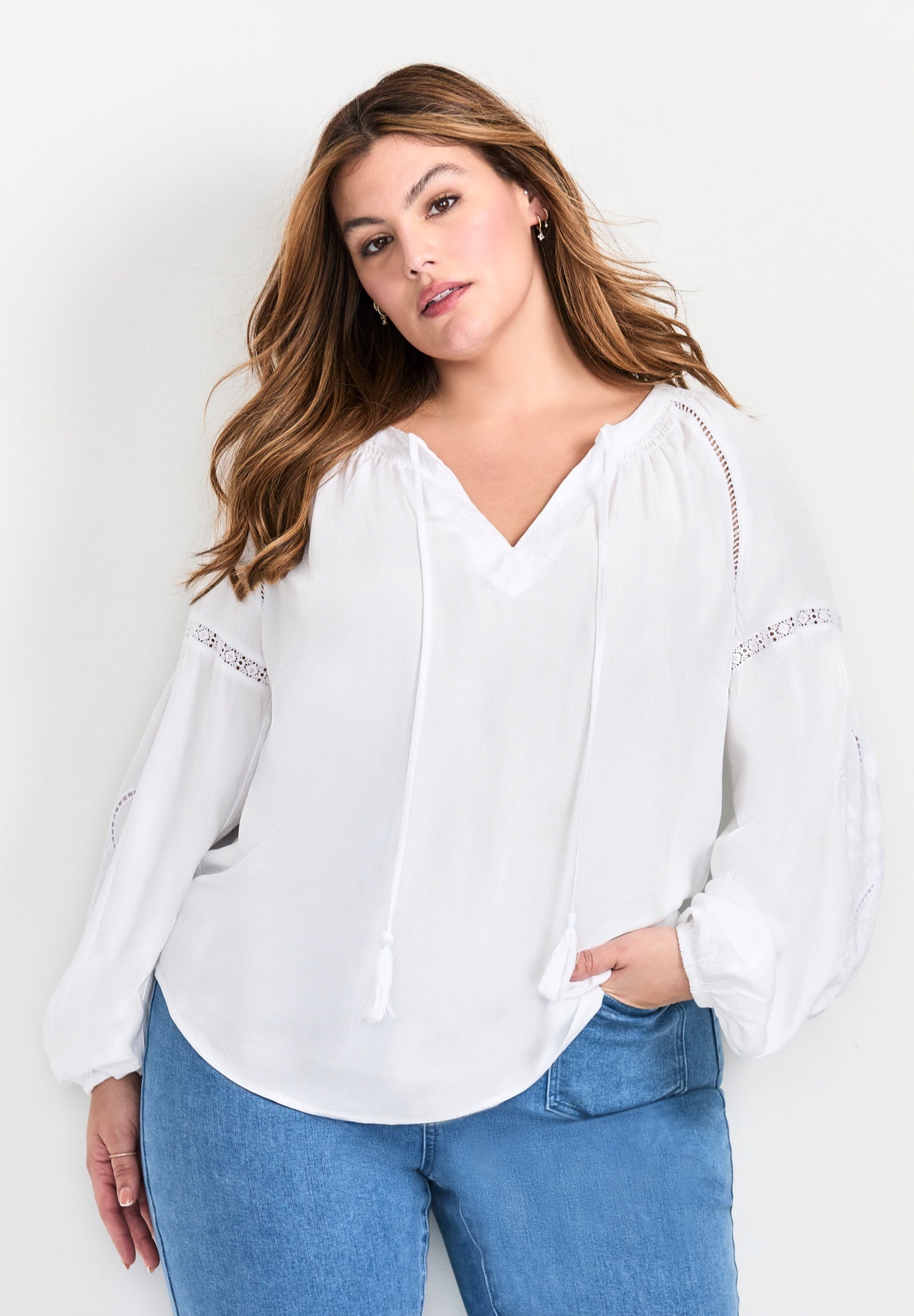 Embroidered Peasant Blouse image number 0